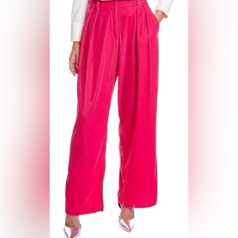 STAUD NWT Vibrant Pink Velvet Pants